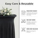 Cocktail Table Covers, Ruffle Skirt, 6-Pack, Spandex Black, alternate view 7