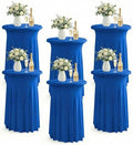 Cocktail Table Covers, Ruffle Skirt, 6-Pack, Spandex Blue