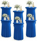 Cocktail Table Covers, Ruffle Skirt, 6-Pack, Spandex Blue