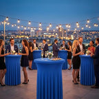 Cocktail Table Covers, Ruffle Skirt, 6-Pack, Spandex Blue, alternate view 2