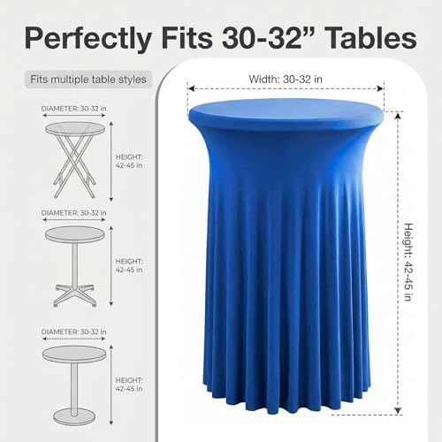 Cocktail Table Covers, Ruffle Skirt, 6-Pack, Spandex Blue, alternate view 3