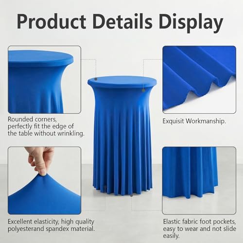 Cocktail Table Covers, Ruffle Skirt, 6-Pack, Spandex Blue, alternate view 4