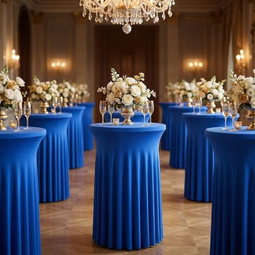 Cocktail Table Covers, Ruffle Skirt, 6-Pack, Spandex Blue, alternate view 6
