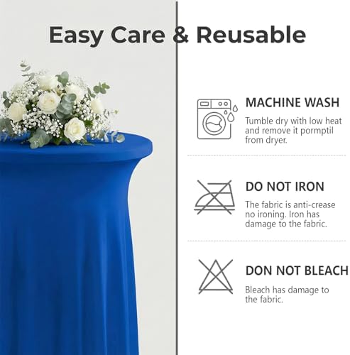 Cocktail Table Covers, Ruffle Skirt, 6-Pack, Spandex Blue, alternate view 7