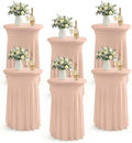 Cocktail Table Covers, Ruffle Skirt, 6-Pack, Spandex Coral Pink