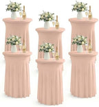 Cocktail Table Covers, Ruffle Skirt, 6-Pack, Spandex Coral Pink
