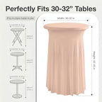 Cocktail Table Covers, Ruffle Skirt, 6-Pack, Spandex Coral Pink, alternate view 3