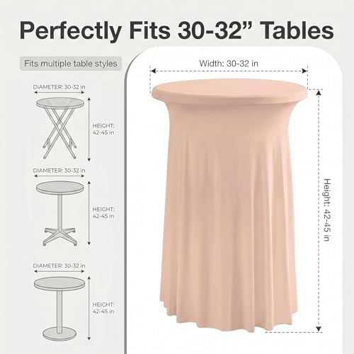 Cocktail Table Covers, Ruffle Skirt, 6-Pack, Spandex Coral Pink, alternate view 3