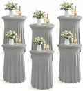 Cocktail Table Covers, Ruffle Skirt, 6-Pack, Spandex Grey
