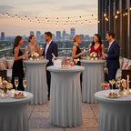 Cocktail Table Covers, Ruffle Skirt, 6-Pack, Spandex Grey, alternate view 2