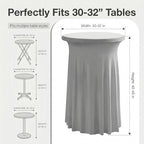 Cocktail Table Covers, Ruffle Skirt, 6-Pack, Spandex Grey, alternate view 3