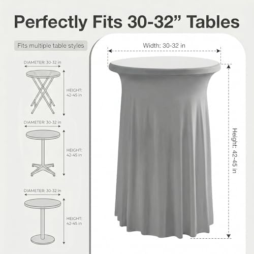 Cocktail Table Covers, Ruffle Skirt, 6-Pack, Spandex Grey, alternate view 3