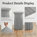 Cocktail Table Covers, Ruffle Skirt, 6-Pack, Spandex Grey, alternate view 4