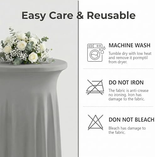 Cocktail Table Covers, Ruffle Skirt, 6-Pack, Spandex Grey, alternate view 7