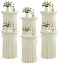 Cocktail Table Covers, Ruffle Skirt, 6-Pack, Spandex Ivory
