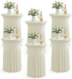Cocktail Table Covers, Ruffle Skirt, 6-Pack, Spandex Ivory