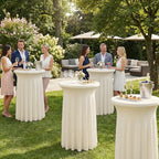 Cocktail Table Covers, Ruffle Skirt, 6-Pack, Spandex Ivory, alternate view 5