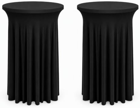 Cocktail Table Covers Skirts High Top Tablecloth Round Spandex Party Black