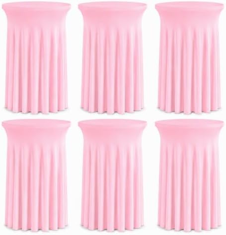 Cocktail Table Covers Skirts High Top Tablecloth Round Spandex Party Pink