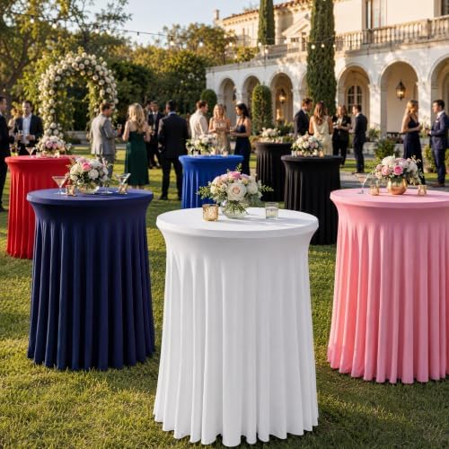 Cocktail Table Covers Skirts High Top Tablecloth Round Spandex Party Pink, alternate view 7