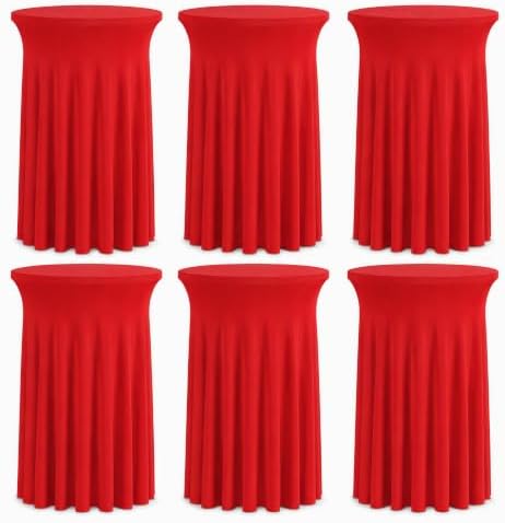 Cocktail Table Covers Skirts High Top Tablecloth Round Spandex Party Red
