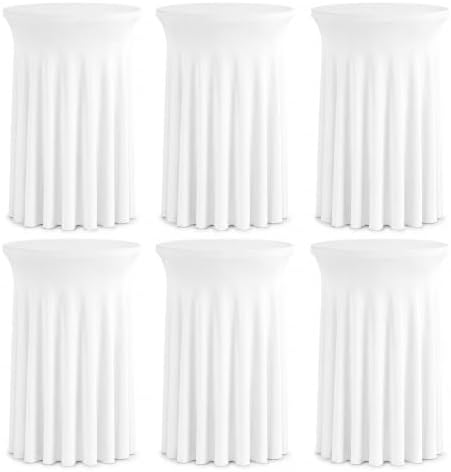 Cocktail Table Covers Skirts High Top Tablecloth Round Spandex Party White