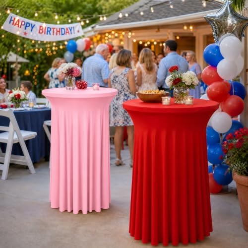 Cocktail Table Covers Skirts High Top Tablecloth Round Spandex Party White, alternate view 2