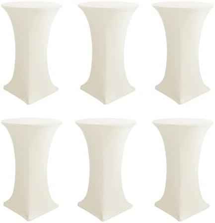 Cocktail Table Covers-Spandex Round High Top Table Cloths Party Cream