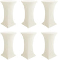 Cocktail Table Covers-Spandex Round High Top Table Cloths Party Cream