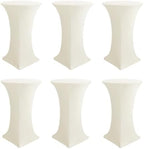 Cocktail Table Covers-Spandex Round High Top Table Cloths Party Cream