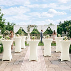 Cocktail Table Covers-Spandex Round High Top Table Cloths Party Cream, alternate view 4