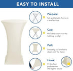 Cocktail Table Covers-Spandex Round High Top Table Cloths Party Cream, alternate view 5