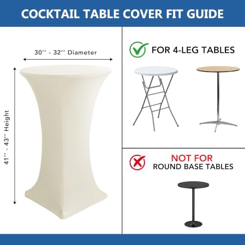 Cocktail Table Covers-Spandex Round High Top Table Cloths Party Cream, alternate view 7