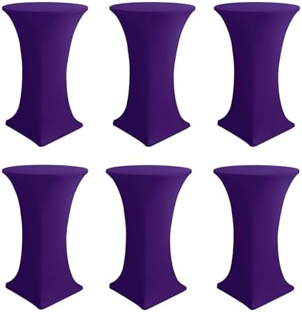 Cocktail Table Covers-Spandex Round High Top Table Cloths Party Dark Purple