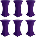 Cocktail Table Covers-Spandex Round High Top Table Cloths Party Dark Purple