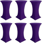 Cocktail Table Covers-Spandex Round High Top Table Cloths Party Dark Purple