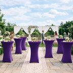 Cocktail Table Covers-Spandex Round High Top Table Cloths Party Dark Purple, alternate view 4
