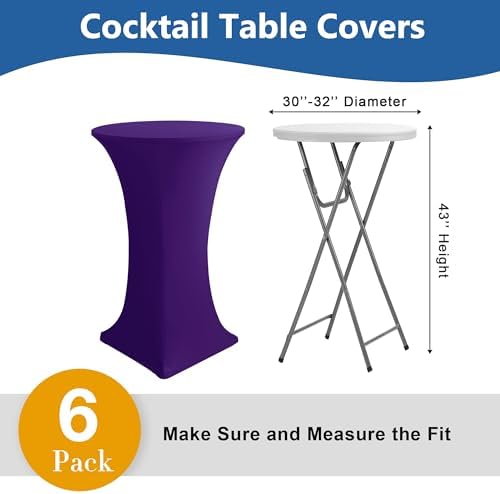 Cocktail Table Covers-Spandex Round High Top Table Cloths Party Dark Purple, alternate view 5