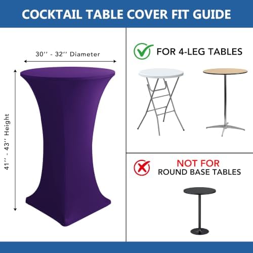 Cocktail Table Covers-Spandex Round High Top Table Cloths Party Dark Purple, alternate view 7