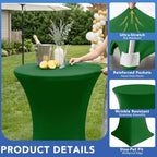 Cocktail Table Covers-Spandex Round High Top Table Cloths Party Green, alternate view 2