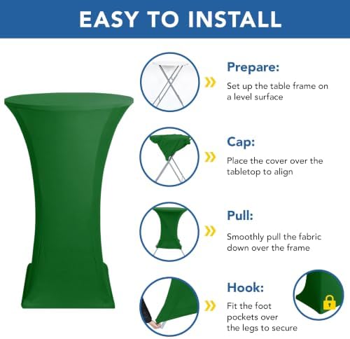 Cocktail Table Covers-Spandex Round High Top Table Cloths Party Green, alternate view 5