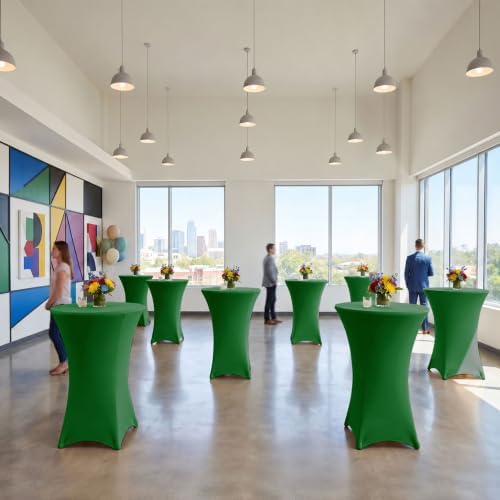Cocktail Table Covers-Spandex Round High Top Table Cloths Party Green, alternate view 6