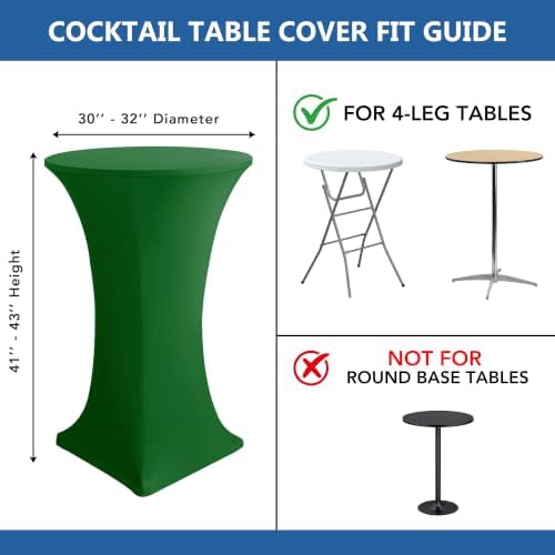 Cocktail Table Covers-Spandex Round High Top Table Cloths Party Green, alternate view 7