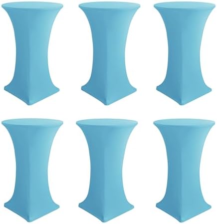 Cocktail Table Covers-Spandex Round High Top Table Cloths Party Light Blue