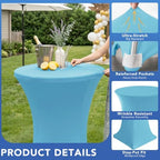 Cocktail Table Covers-Spandex Round High Top Table Cloths Party Light Blue, alternate view 2