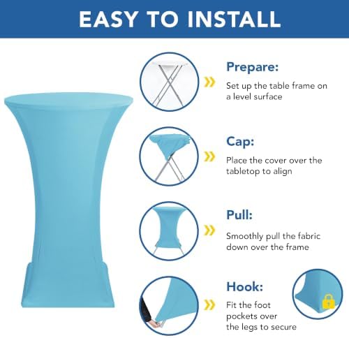 Cocktail Table Covers-Spandex Round High Top Table Cloths Party Light Blue, alternate view 5