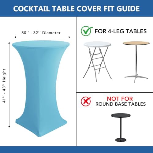 Cocktail Table Covers-Spandex Round High Top Table Cloths Party Light Blue, alternate view 7