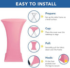 Cocktail Table Covers-Spandex Round High Top Table Cloths Party Pink, alternate view 5