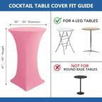Cocktail Table Covers-Spandex Round High Top Table Cloths Party Pink, alternate view 7