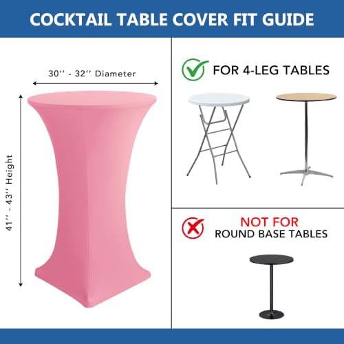Cocktail Table Covers-Spandex Round High Top Table Cloths Party Pink, alternate view 7